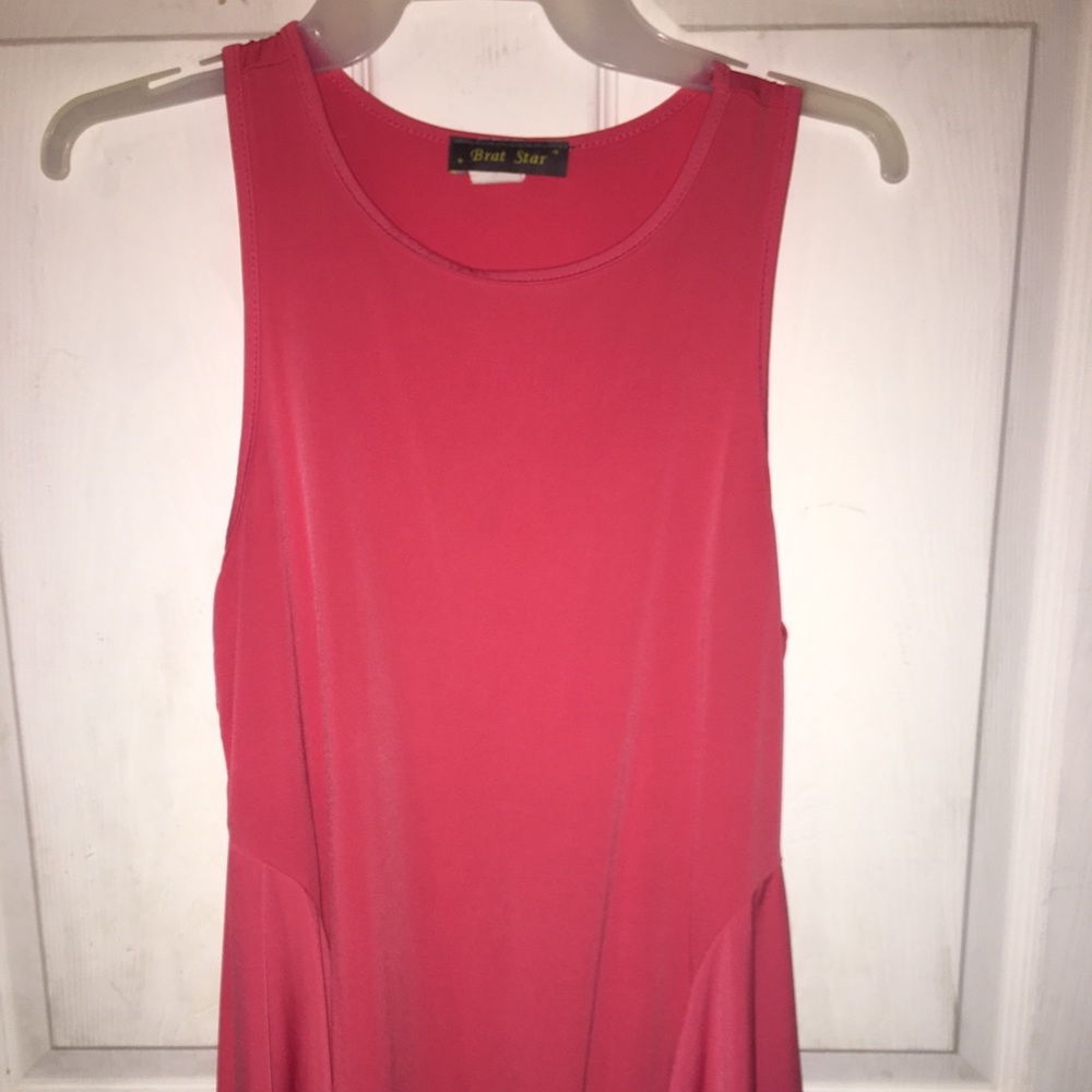 Pink Tank/ ruffles on side